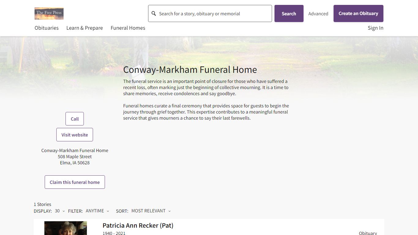 Conway-Markham Funeral Home | Obituaries | Mankato Free Press